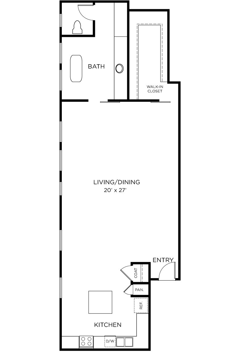 Plan A4 - Studio, 1 Bath Floor Plan