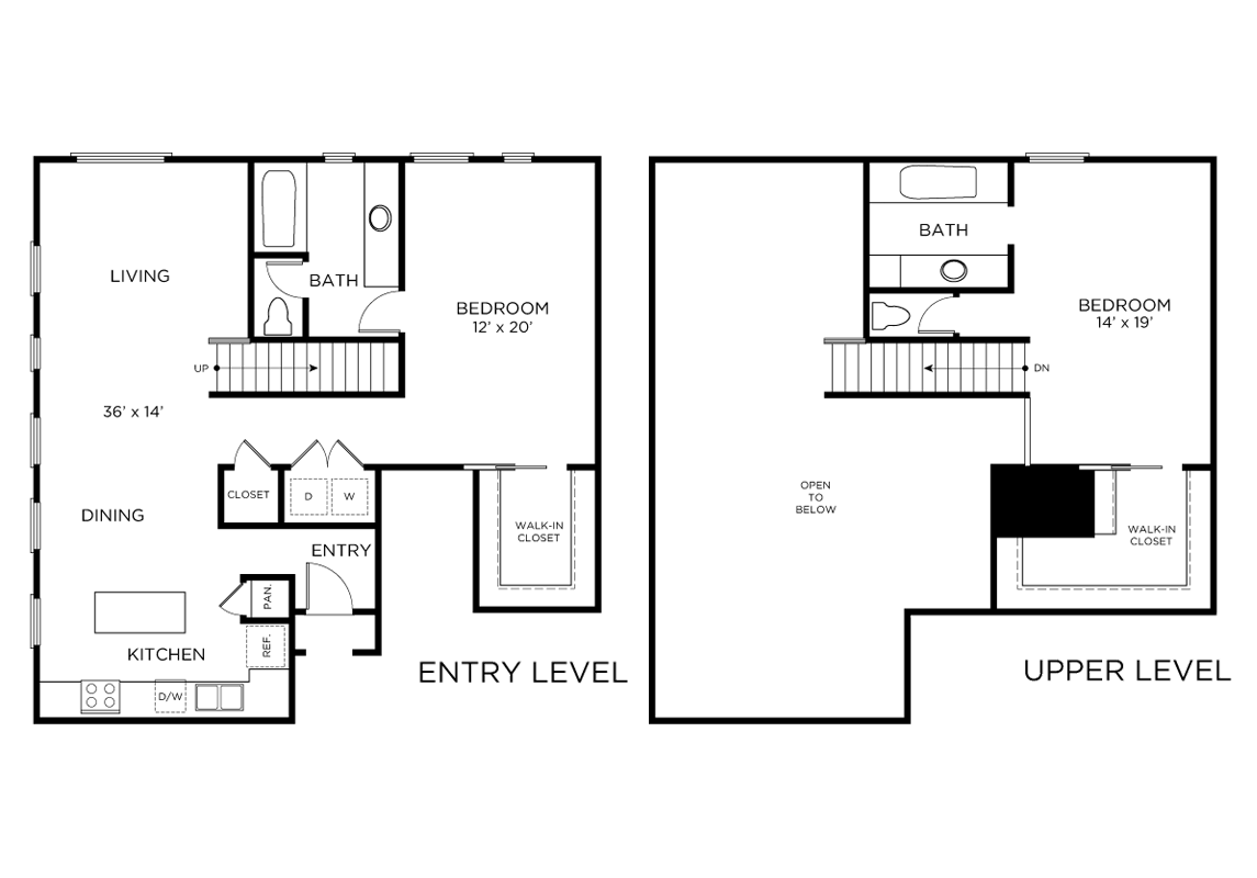 Plan C4 - 2 Bedroom Loft, 2 Bath Floor Plan