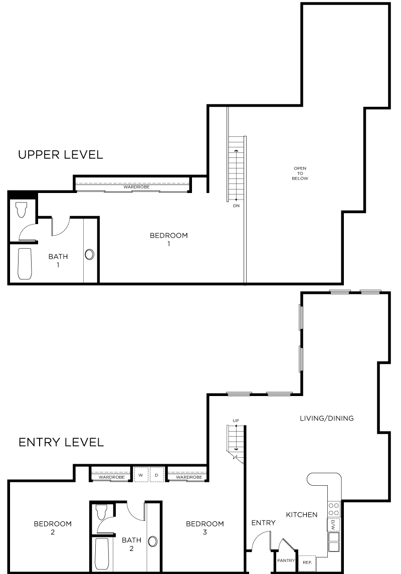 Plan C5 - 3 Bedroom Loft, 2 Bath Floor Plan