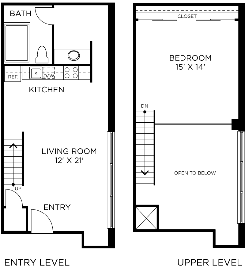 Plan C8 - 1 Bedroom Loft, 1 Bath Floor Plan