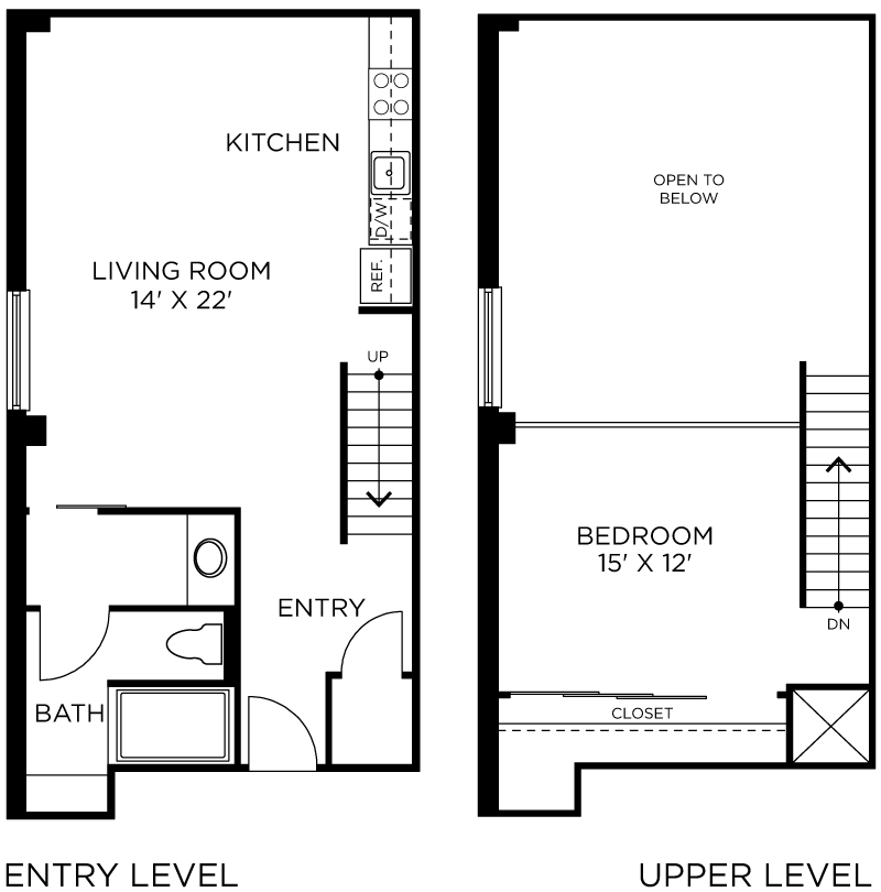 Plan C9 - 1 Bedroom Loft, 1 Bath Floor Plan