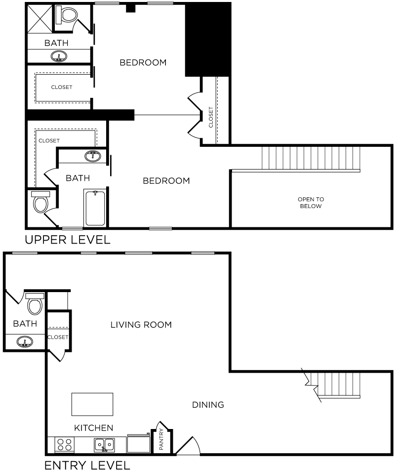 Plan C10 - 2 Bedroom Loft, 2.5 Bath Floor Plan