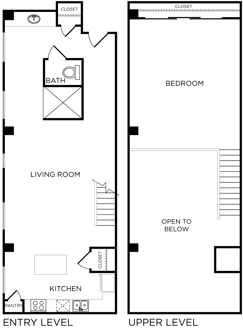 Plan C11 - 1 Bedroom Loft, 1 Bath Floor Plan