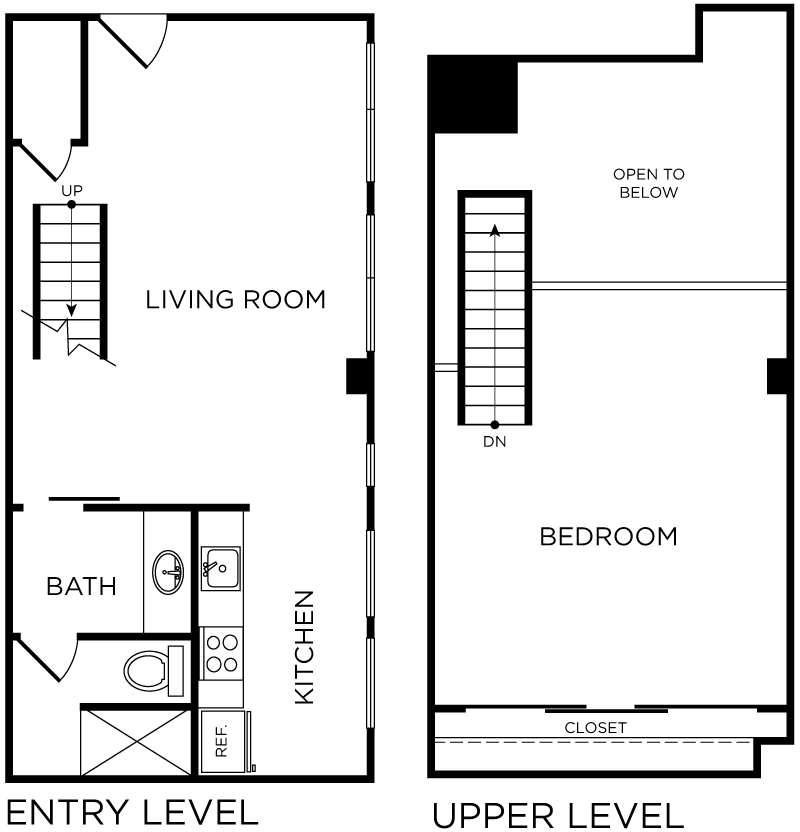 Plan C6 - 1 Bedroom Loft, 1 Bath Floor Plan